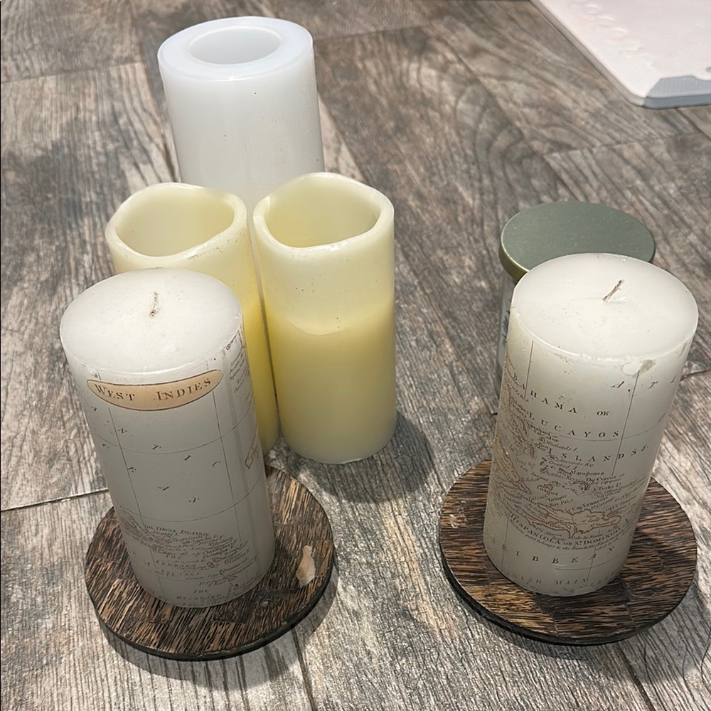 Pottery Barn Cream and White Candle Holders Accents